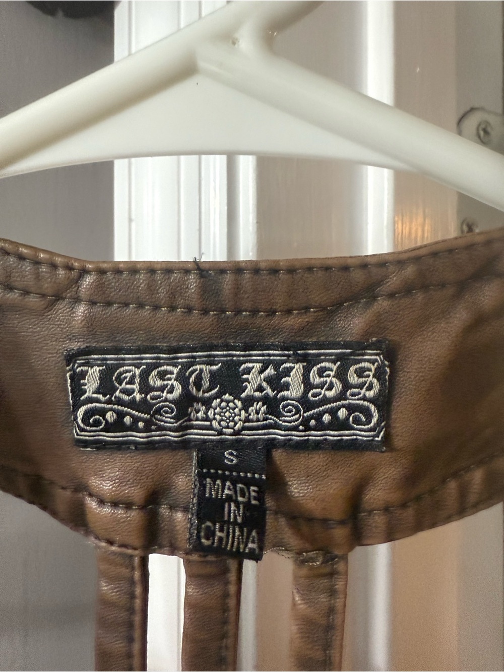 Last Kiss Brown Faux Leather Button-Front Vest - Picture 7 of 7